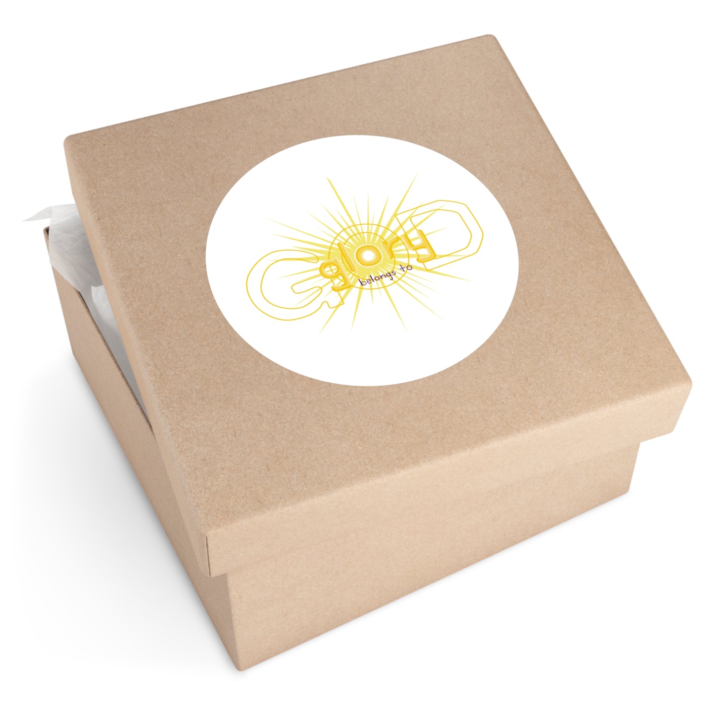 Sticker — 'God Belongs To' Sunburst Round Sticker (Indoor/Outdoor)
