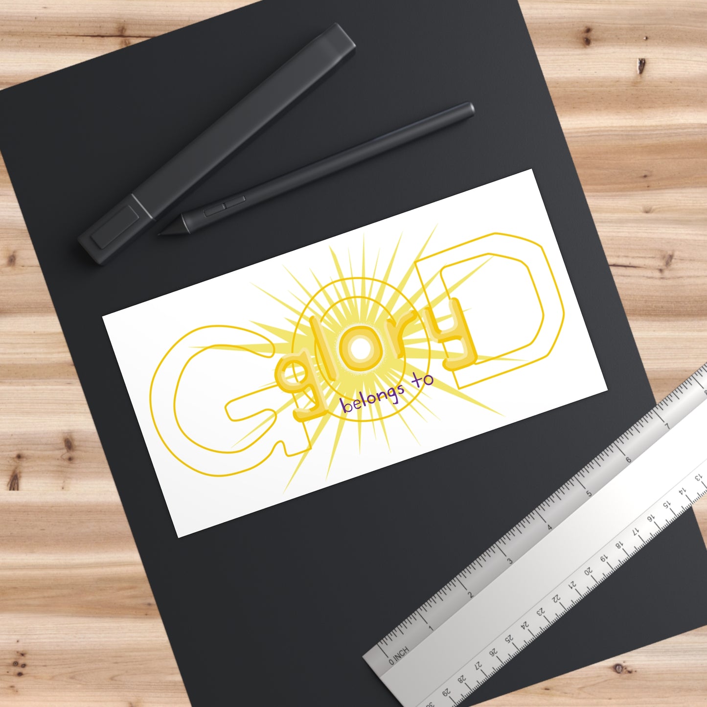 Bumper Sticker — "Glory Belongs To" Radiant Sun Vinyl Decal