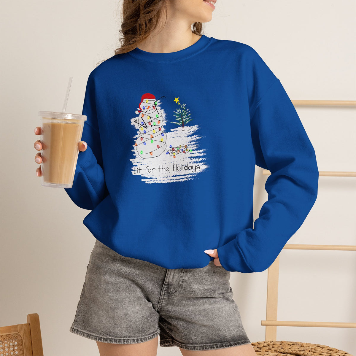 Winter Snowman Crewneck Sweatshirt – 'Lit for the Hollidays'