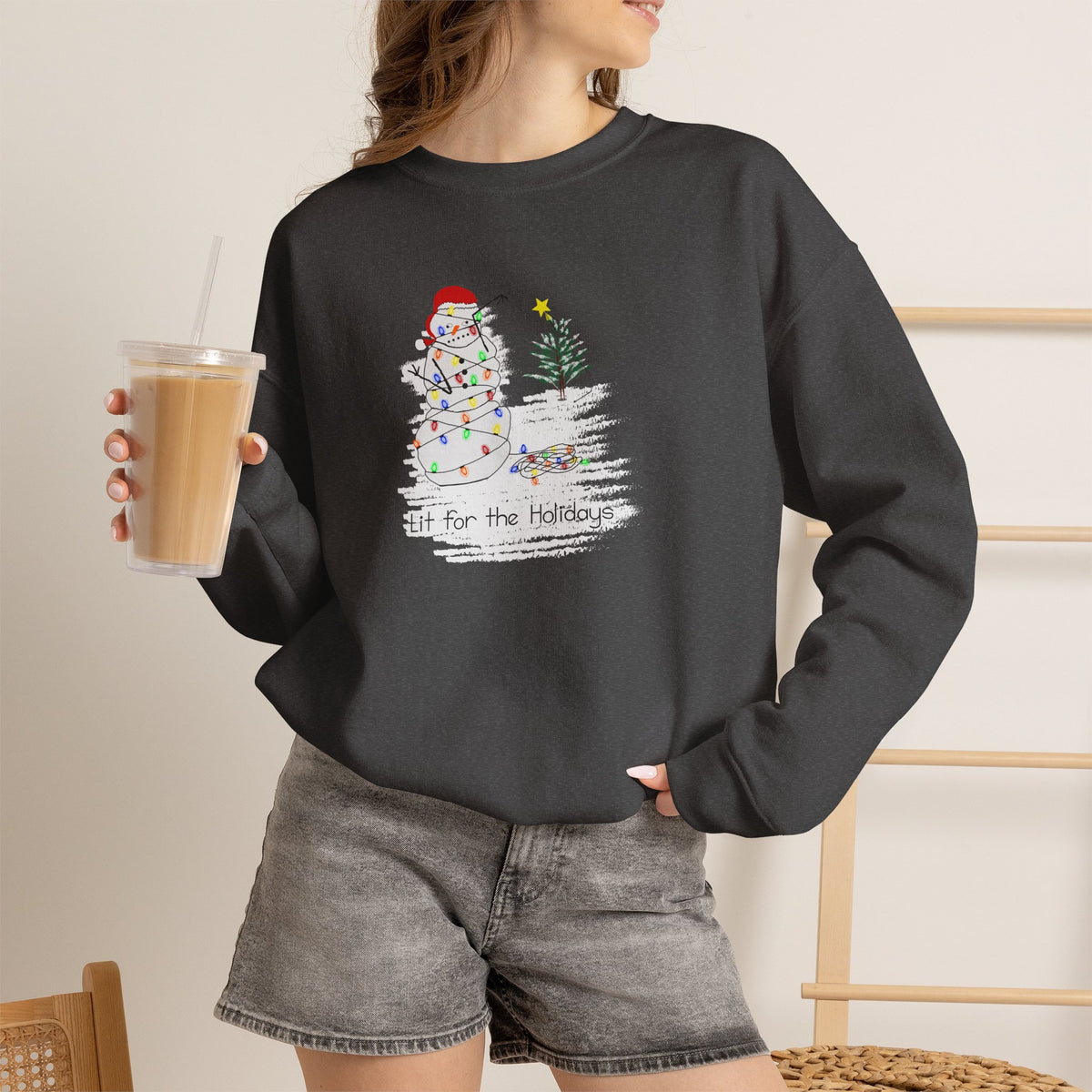 Winter Snowman Crewneck Sweatshirt – 'Lit for the Hollidays'