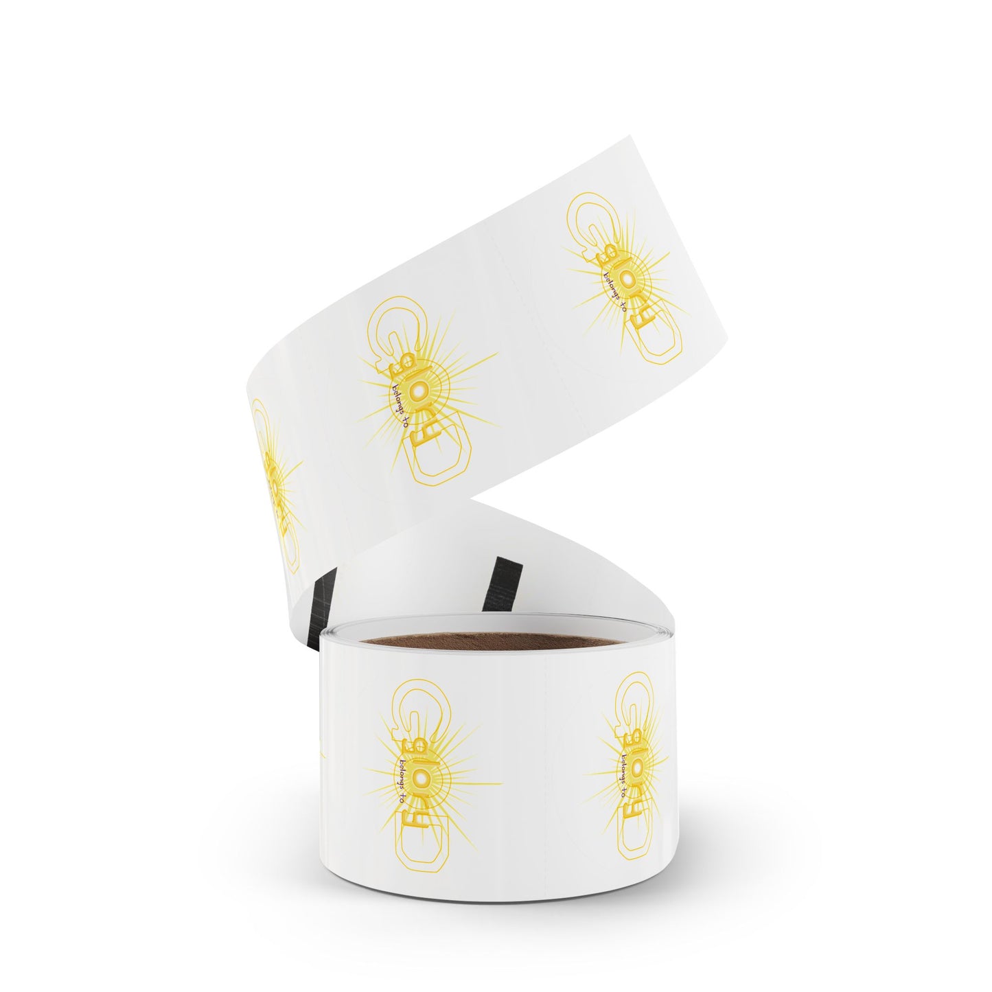 Round Sticker Labels — "Glory Belongs To" Gold Sunburst Rolls