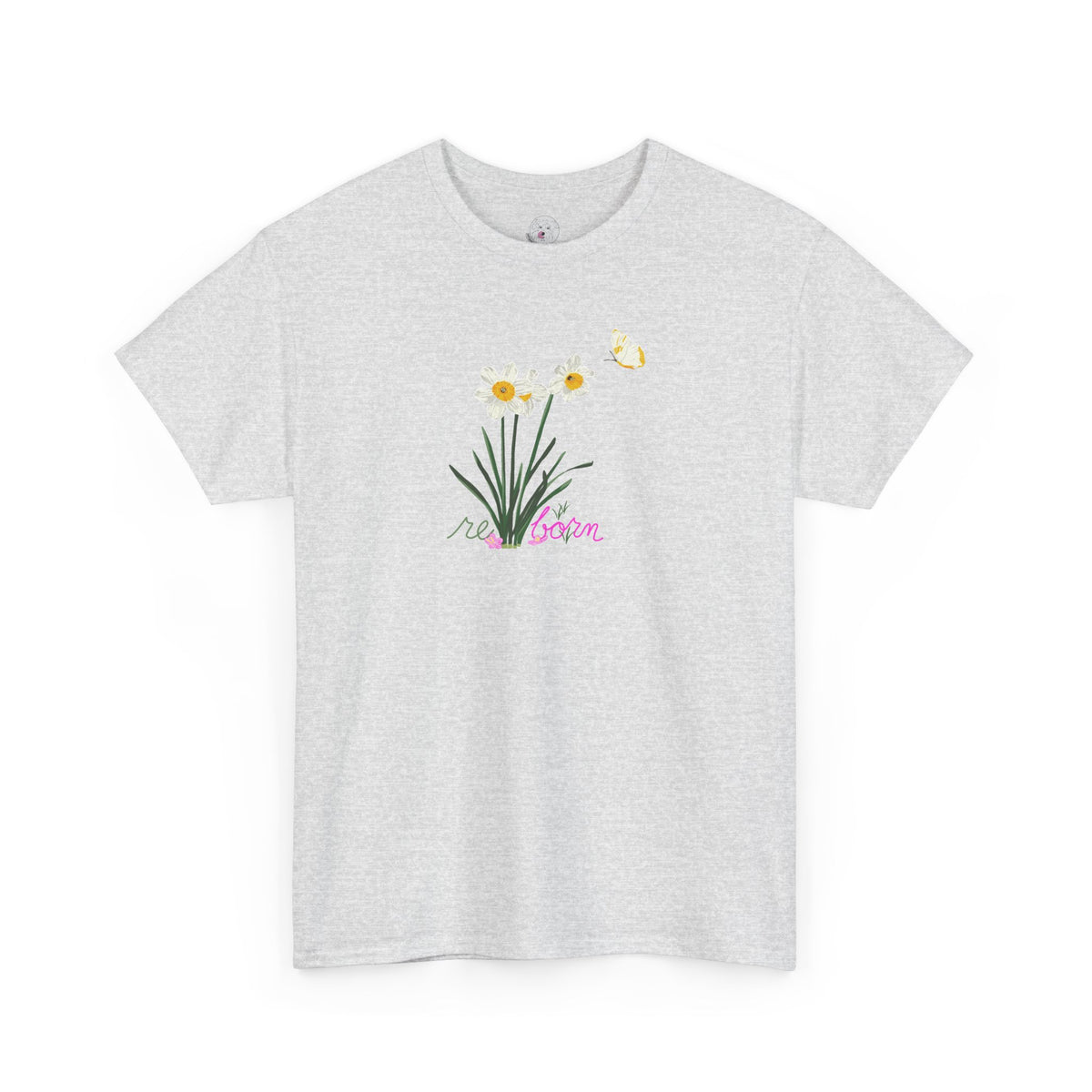 Daffodil Bouquet Tee — "re-born" Floral Graphic T‑Shirt