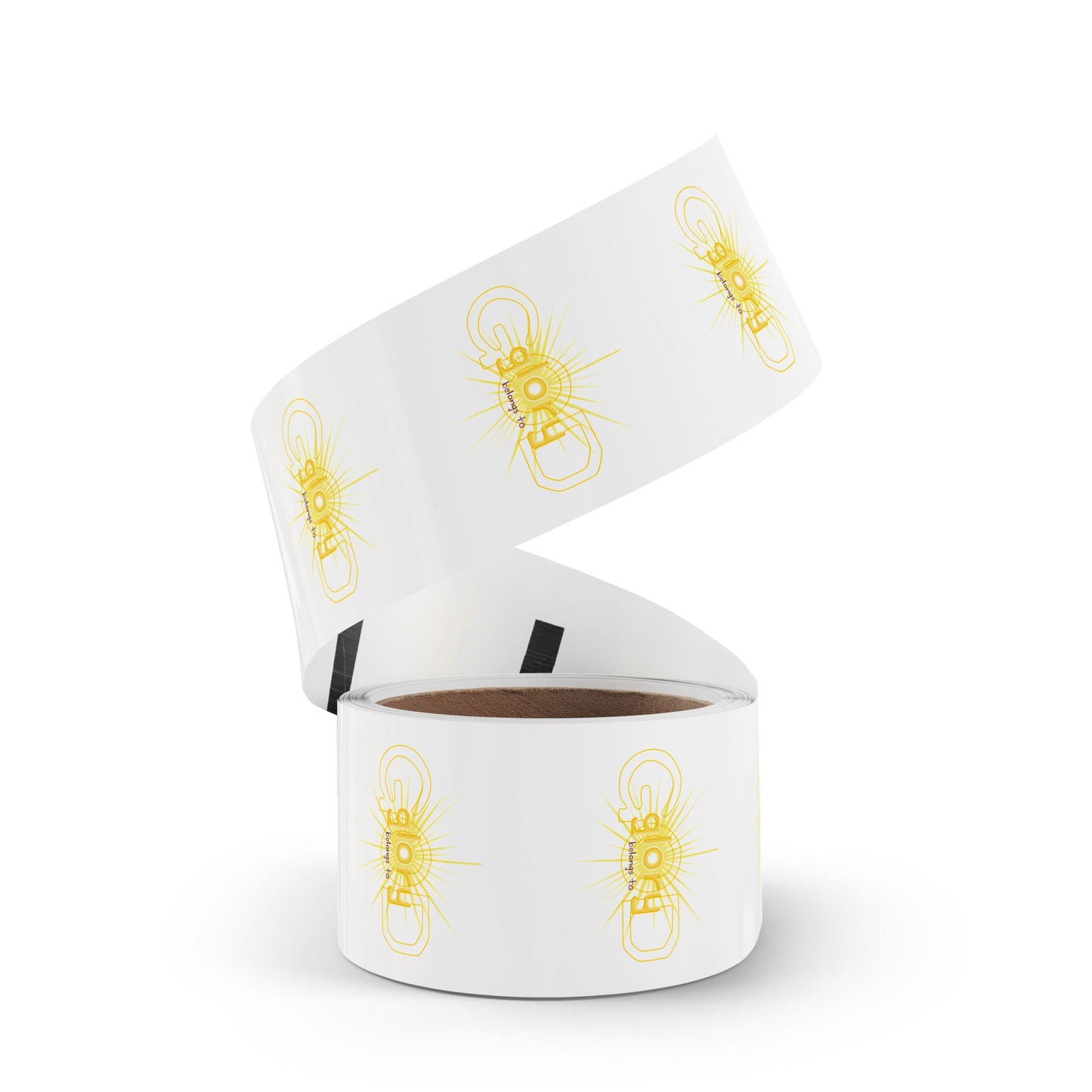 Round Sticker Labels — "Glory Belongs To" Gold Sunburst Rolls