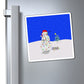 Snowman tangled in Tree Lights Refrigerator Magnet
