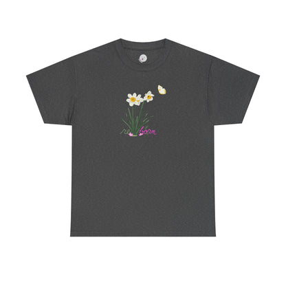 Daffodil Bouquet Tee — "re-born" Floral Graphic T‑Shirt