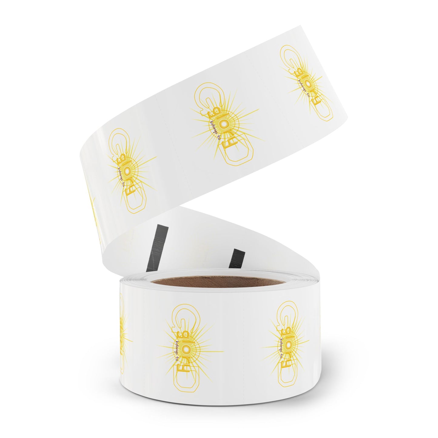 Round Sticker Labels — "Glory Belongs To" Gold Sunburst Rolls