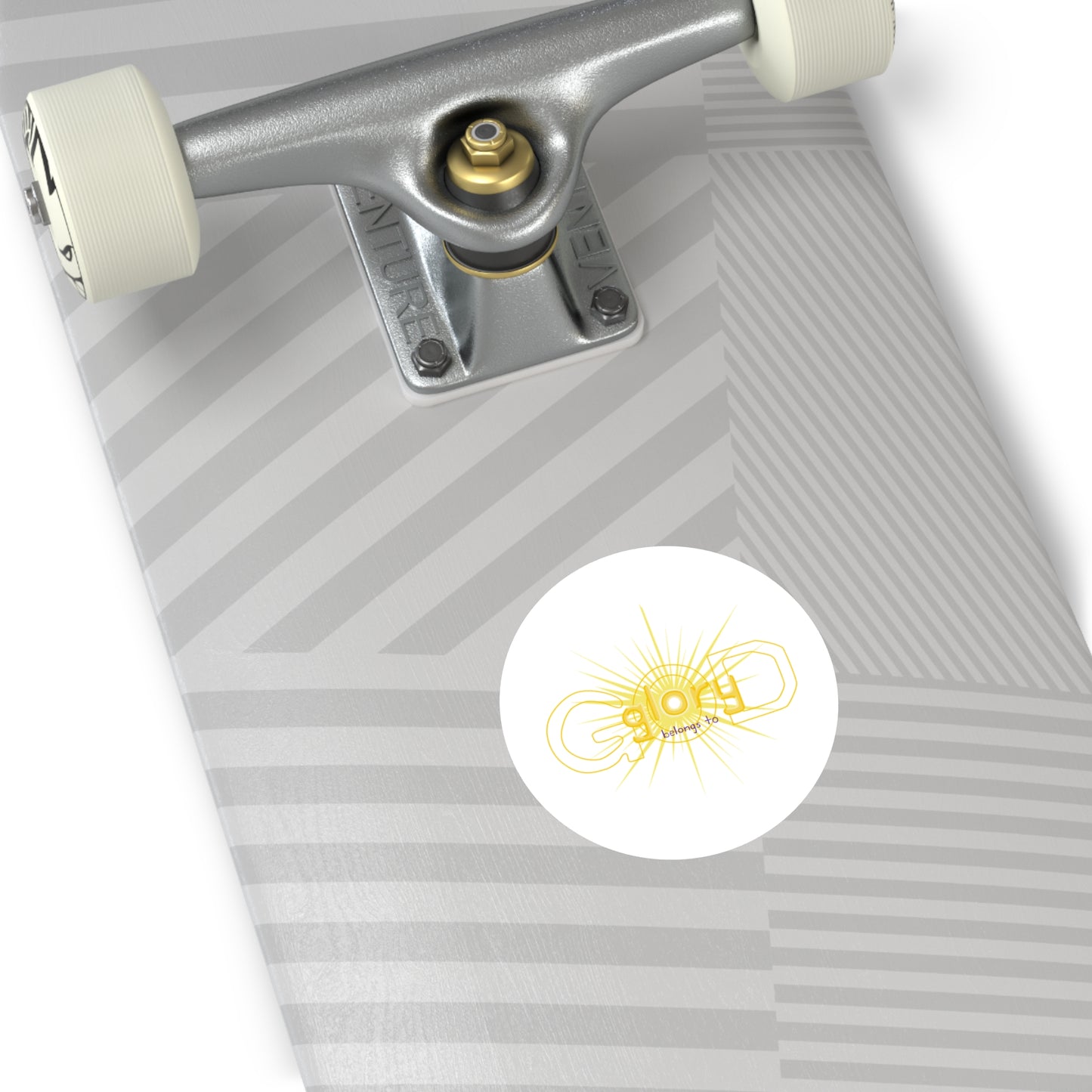 Sticker — 'God Belongs To' Sunburst Round Sticker (Indoor/Outdoor)