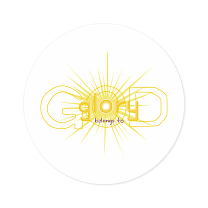 Sticker — 'God Belongs To' Sunburst Round Sticker (Indoor/Outdoor)