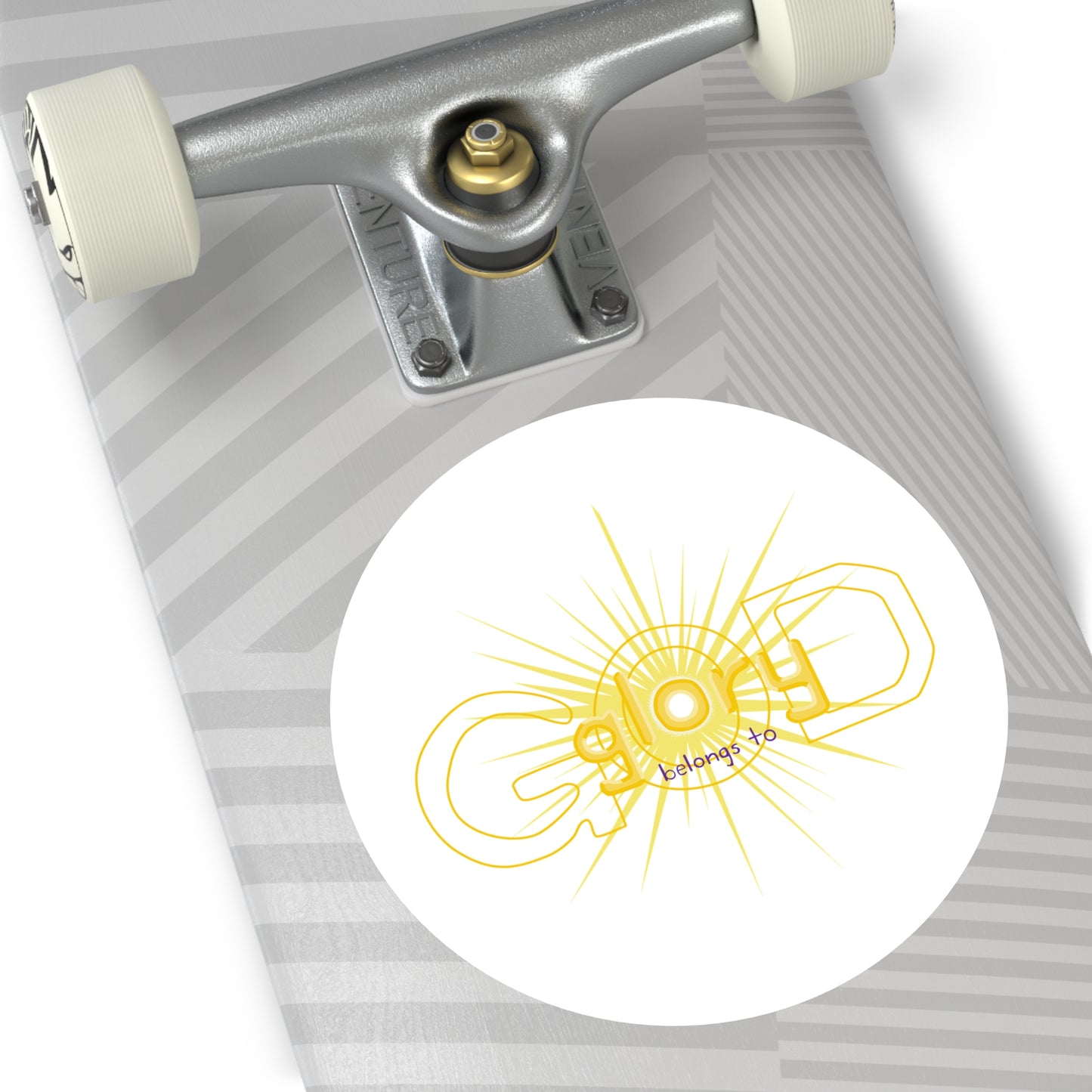 Sticker — 'God Belongs To' Sunburst Round Sticker (Indoor/Outdoor)