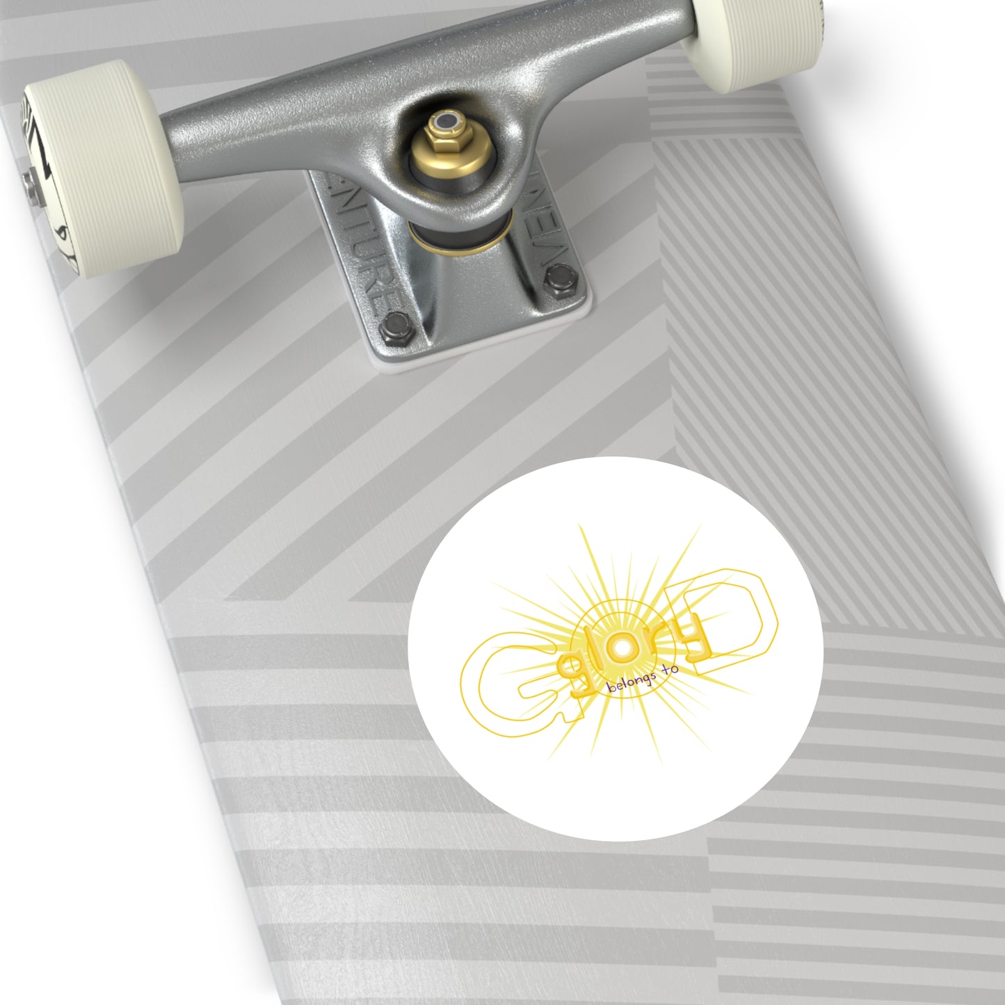 Sticker — 'God Belongs To' Sunburst Round Sticker (Indoor/Outdoor)