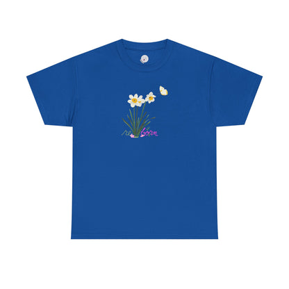 Daffodil Bouquet Tee — "re-born" Floral Graphic T‑Shirt