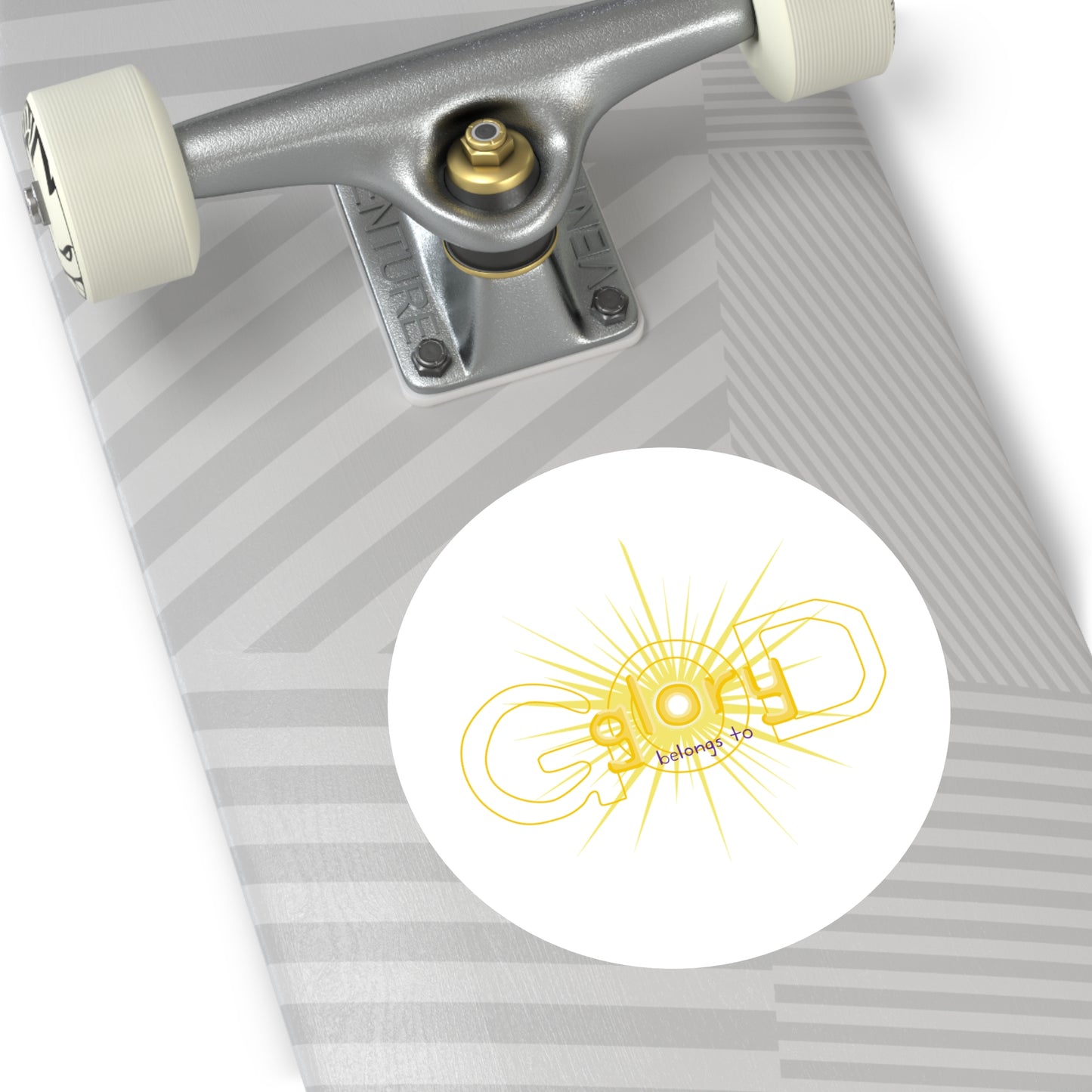 Sticker — 'God Belongs To' Sunburst Round Sticker (Indoor/Outdoor)