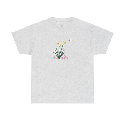 Daffodil Bouquet Tee — "re-born" Floral Graphic T‑Shirt
