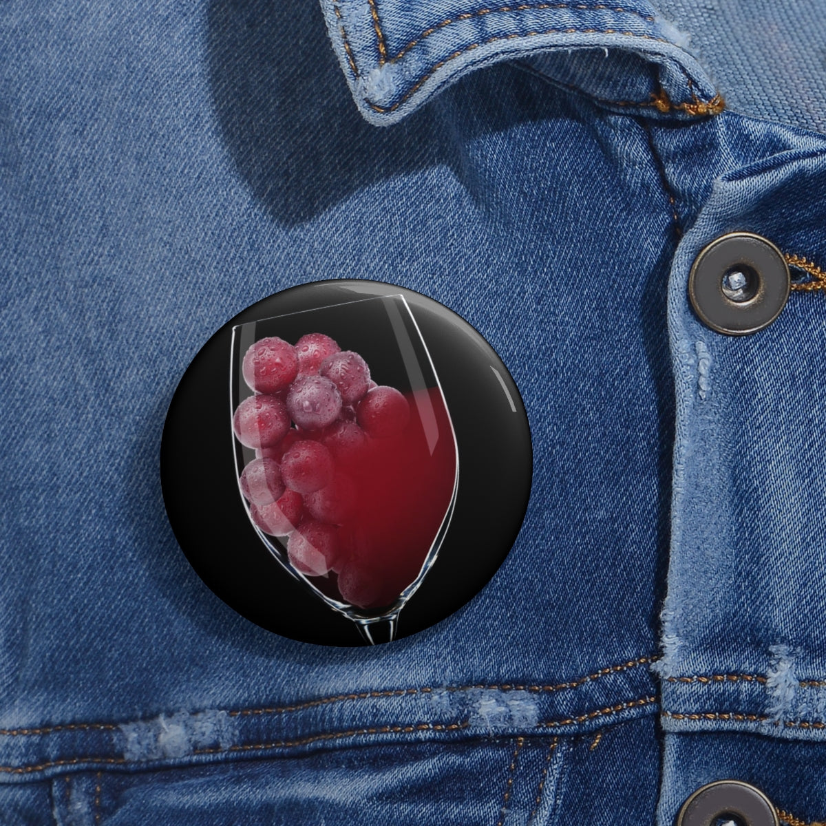 Wine and Grapes close up pin button