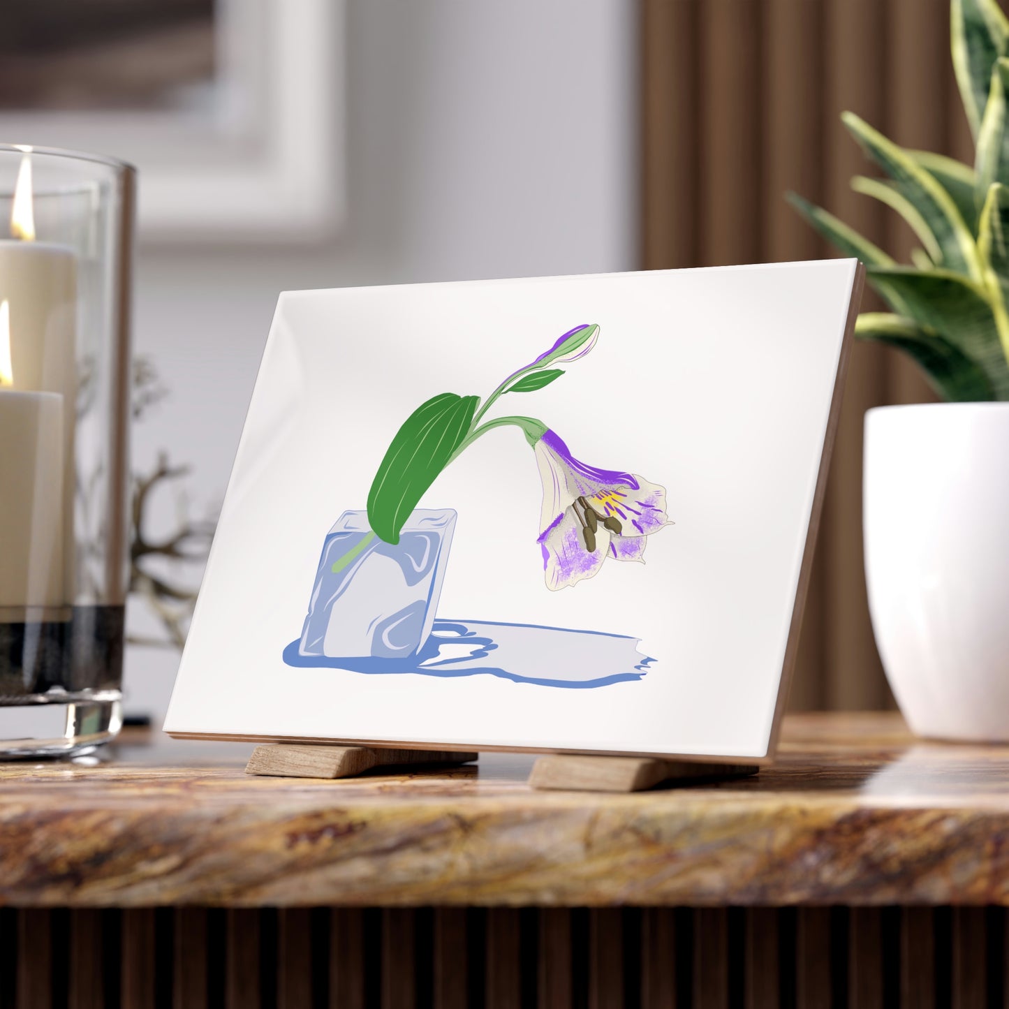 Flower On Ice Vector, ceramic photo tile rectangle