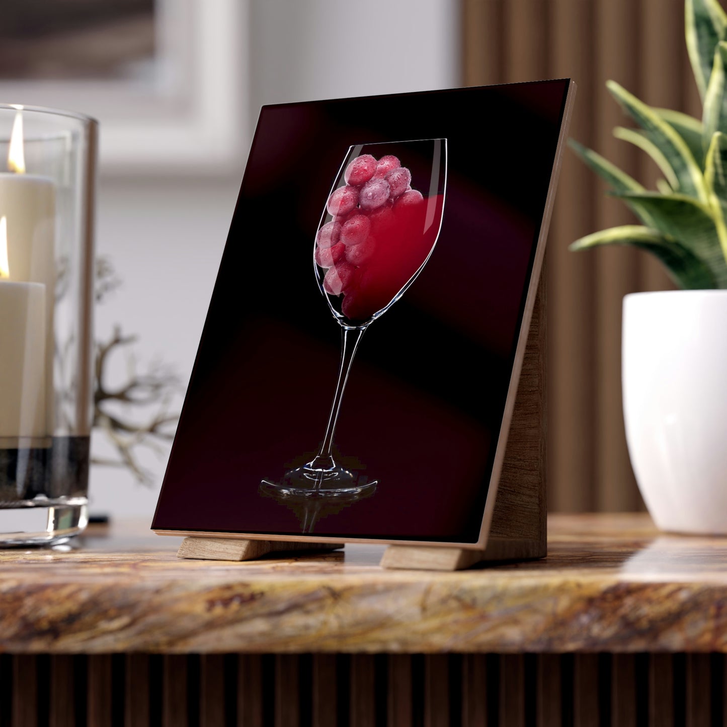 Wine and Grapes, ceramic photo tile rectangle