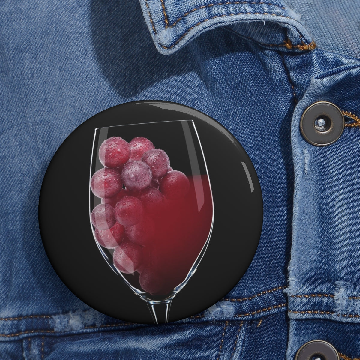 Wine and Grapes close up pin button