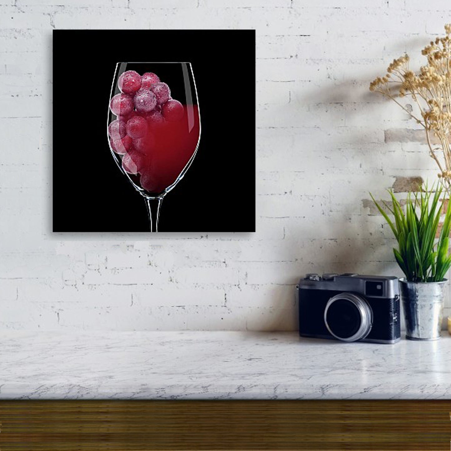 Wine and Grapes square close-up - Canvas Print